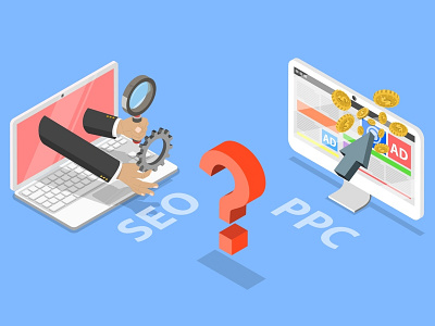 PPC vs SEO Web Flat Image design flat ppc ppc company seo ui vector web