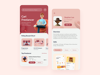 Find Freelancers App Exploration app design freelancer illustration minimal ui ux