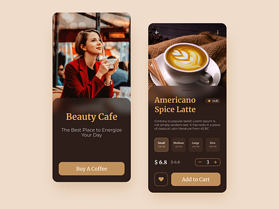 Coffe App Exploration 🔥 app boba cafe coffee coffeeshop design latte minimal shop tea ui