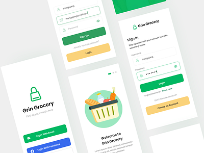 Signin & Signup Screen Grin Grocery App