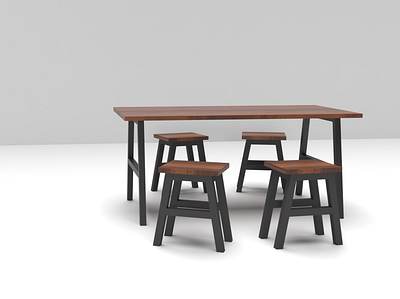 Dining Table Set 3d art blender nordic design woodworking