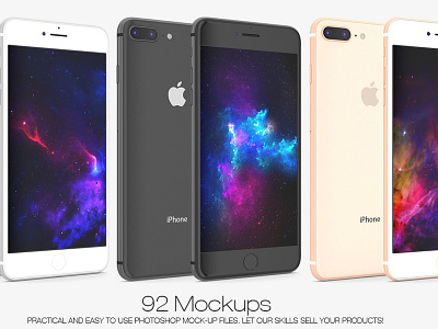 Apple iPhone 8 Plus Mockups - Space Gray, Silver & Gold