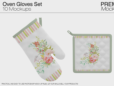 Oven Gloves and Pads Mockup Pack beautiful branding cook cooky fabric glove gloves high home hot kitchen mock up mock up mock ups mock ups mockup mockups oven oven glove painting
