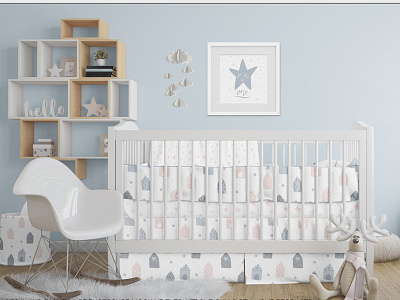 Nursery Beddings & Frames Pack baby baby room frame mock up frame mockup frames mockup interior mock up mockup mockups nursery photo photorealistic picture frame pillow poster sheets template toys wall wall decal
