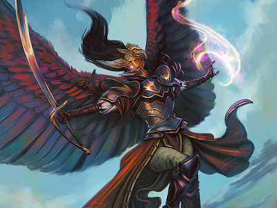 Phoenix Descends angel digital fantasy illustration magic woman