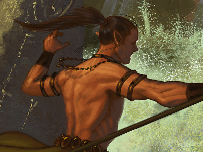 Detail shot of unpublished work fantasy illustration magic warrior