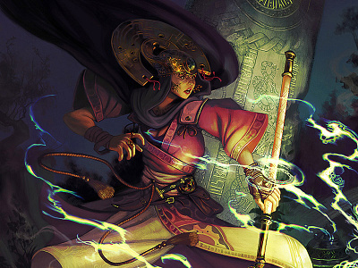 Deep Magic digital fantasy illustration kobold magic woman