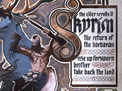 Skyrim celtic dark fantasy fan art fanart fantasy fantasy art illuminated illustration skyrim