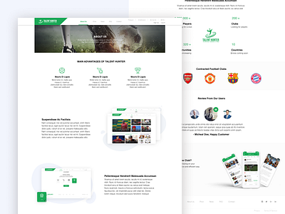 Talent Hiring Web Project design designer designs flat football football club football player minimal typography ui ux web website