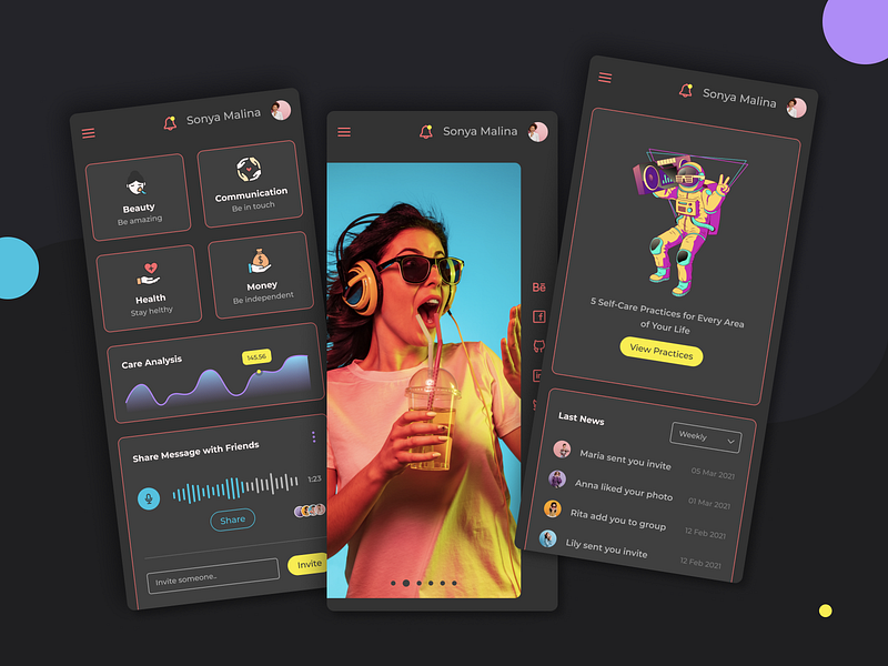 Dark Disco Theme by Yana Dovnar on Dribbble