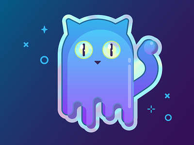 Holographic Ghost Cat adobe cat ghost holographic illustration illustrator sticker vector