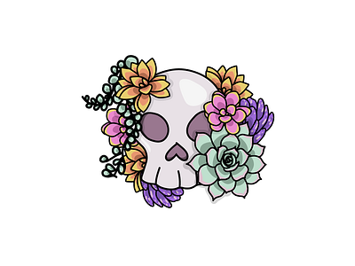 RIP Succulents day of the dead floral flowers halloween illustration ipad plants skull spooky sticker vector