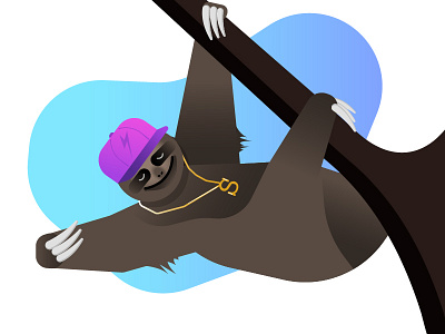 S is for Sloth animal character illustration rebound sloth