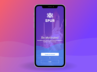 Spur Login Screen app launch login mobile purple screen signin ui ux