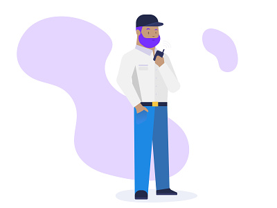 Spur Security Guard bouncer character illustration man police purple security guard vector