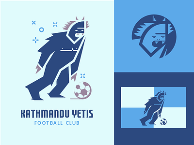 Fictional Football Club badge blue branding character flat football illustration logo monster soccer sports vector yeti