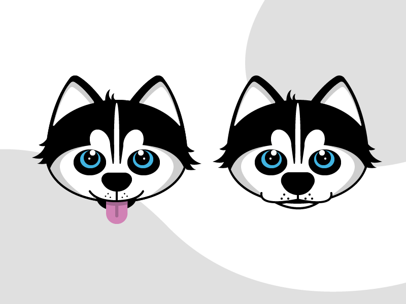 Husky Pup illustrator adobe stickers badge sticker illustration cartoon character puppy eyes tongue cute vector pet animal dog husky