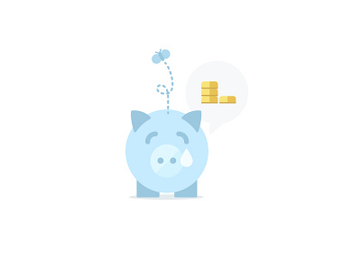 Piggy Bank bank butterfly illustration money pig sad vector