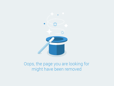 Page Removed 404 error error page hat illustration magic starts