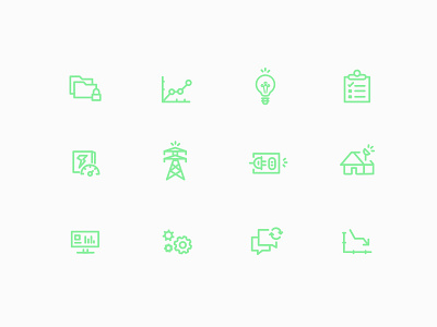 Envatios Icon set bulb computer connection electricity energy folder home iconography icons plug