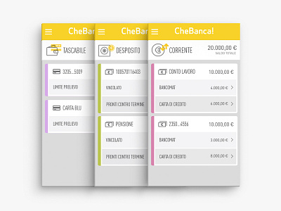 Chebanca App Accounts app banking icons ios login menu mobile