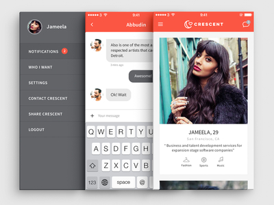 Crescent App app crescent dating icons love material design muslim red ui