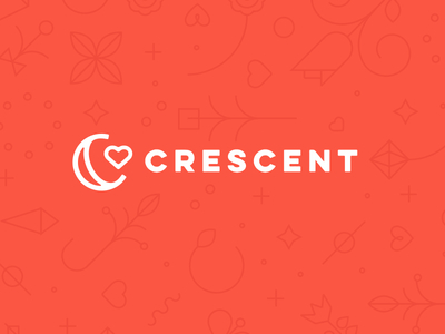 Crescent App Logo app branding crescent dating love muslim pattern red
