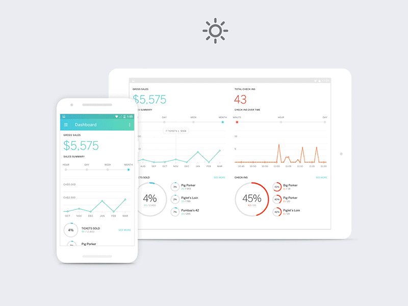 Day & Night Shift android dashboard day shift eventbrite gradient icons material design money night shift