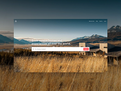 Immersive Airbnb Homepage hero homepage images search
