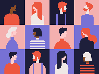People colors design faces human icons illustration vector
