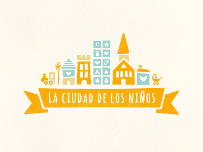 La ciudad de los niños baby brand branding building city color icons illustration logo logotype stroller sweet texture