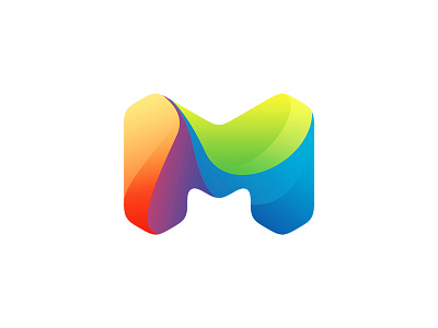 Flawless M colorful design digital letter logo m media modern professional topvase