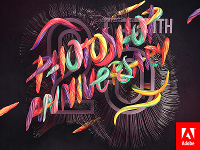 25th Photoshop Anniversary 25under25 3d adobe anniversary art artwork c4d colorful photoshop poster ps25under25 typography