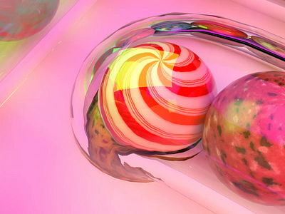Candy animation c4d candy colorful glass pink redshift render tubes