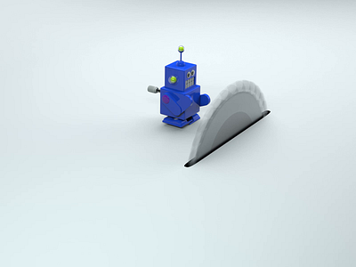 Robot vs Table Saw 3d blade blue c4d redshift render robot saw table toy wind up