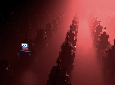 Red Robots army blue c4d red redshift render robots toys volumetric windup