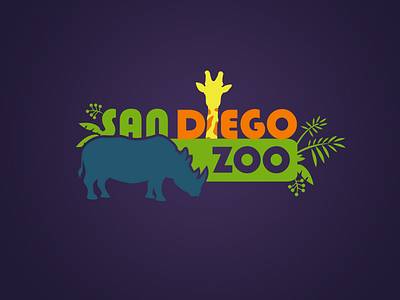 San Diego Zoo 2d branding design flat illustration logo typography vector