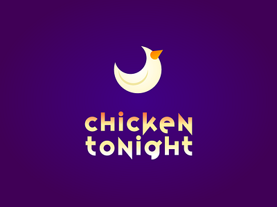 Chicken Tonight 2d chicken flat logo moon typography vector