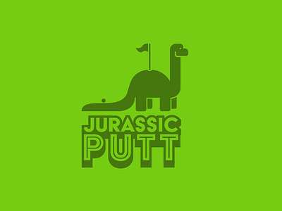 Jurassic Putt 2d dinosaur flat game golf logo typography vector