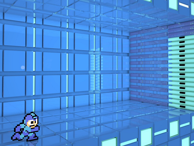 The best part in Megaman 2.5d 3d blue c4d loop megaman