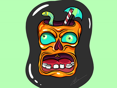 Zombie head cocktail 🍻 adobe graphic design illustrator procreate sticker zombie