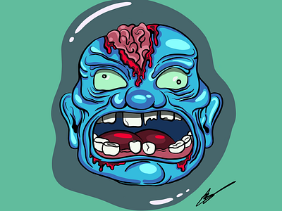 Hungry Zombie 🧟‍♂️ adobe apple pencil blue cartoon draw graphic art graphic design illustrator ipad pro zombie