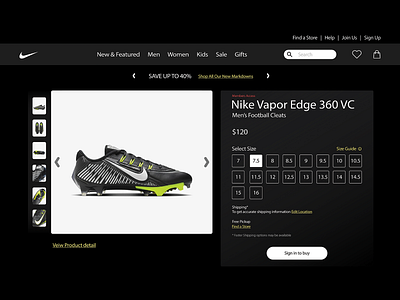 Nike Vapor branding graphic design typography ui ux web design