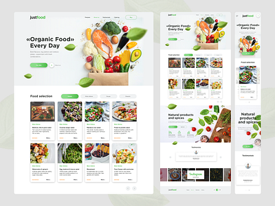 Just Food clean design food landing page minimal ui ux web web site design