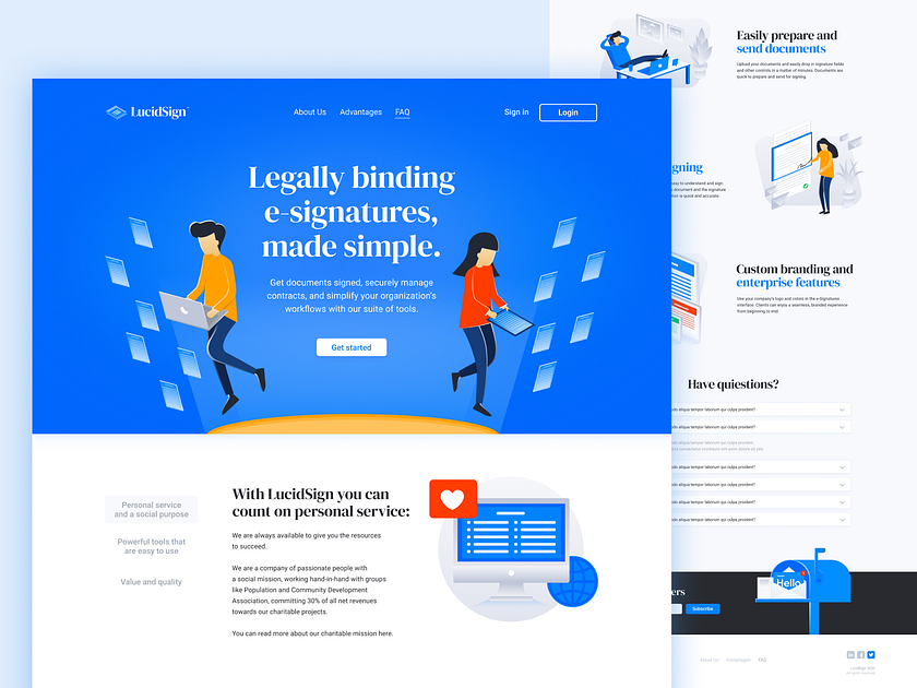 LucidSign E-signature Landing Page Design by Коля Тихий on Dribbble