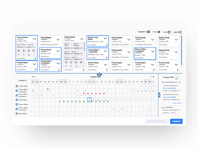 Scheduling/Planning dashboard dashboard app dashboard ui data multi panel planning schedules ui user interface web app