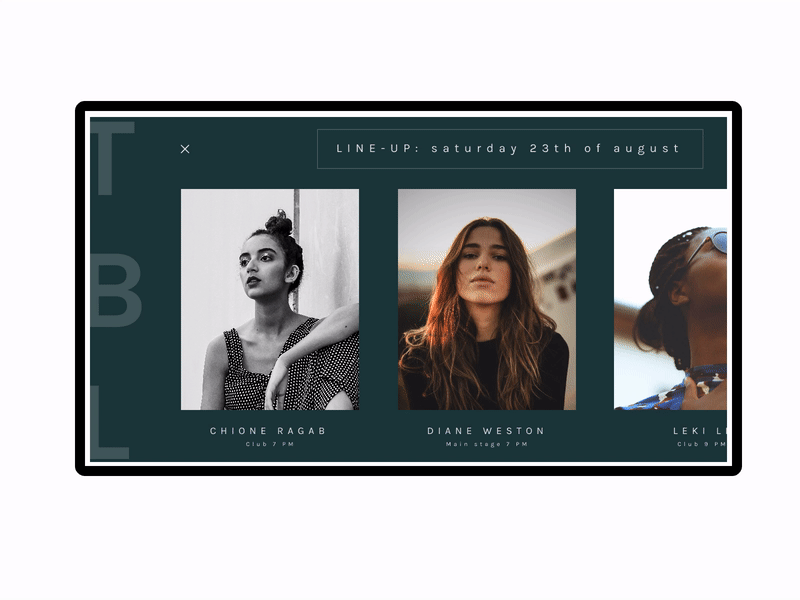 TBL Artist detail - concept animation design minimal typography ui web