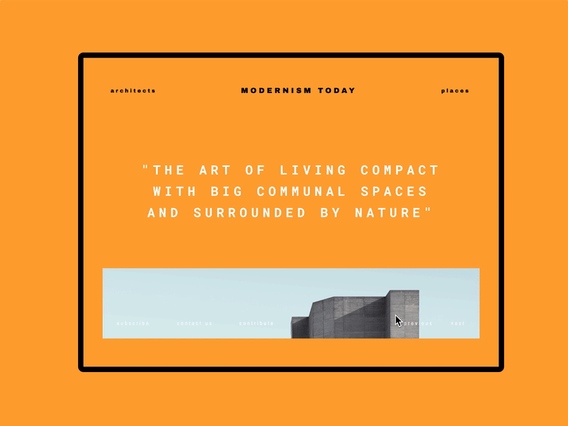 Modernism Today - Concept animation architechture clean minimal modernism orange ui