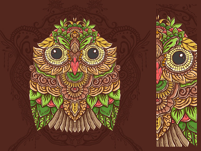 earth tone artwork cartoon design graphicdesign illustraion illustration logo mandala mandala art owl owl illustration vector zenart