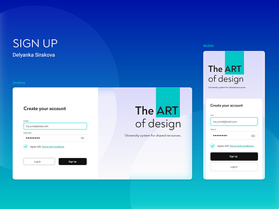UI design challenge - Sign up blue desktop didisigner mobile sign in sign up ui web